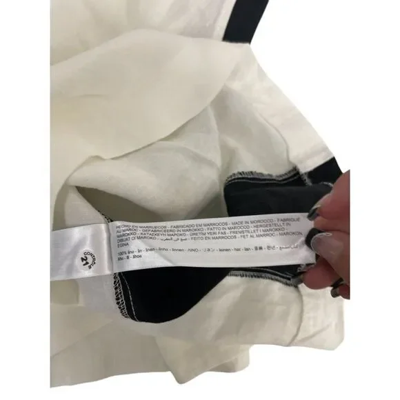 Massimo Dutti Womens Midi Dress XS White Black Linen Sleeveless 6698/231 NWT - Picture 8 of 11